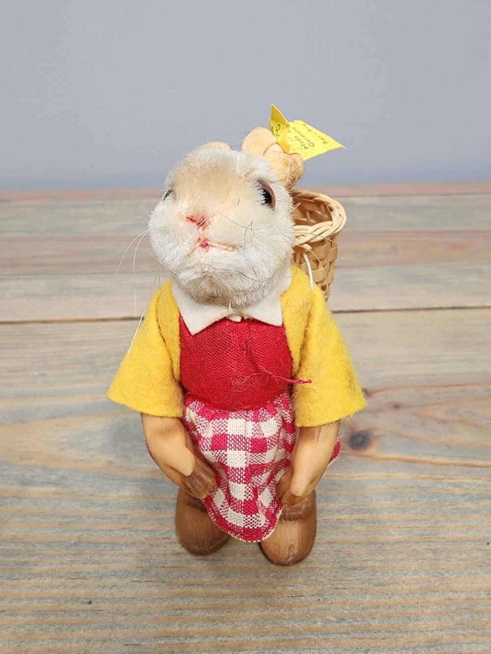 Steiff Bibbie Easter Bunny 1960s ID Button Rubber Mohair 4.5"